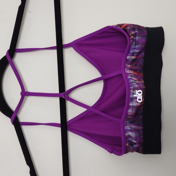 Alo yoga purple patterned sports bra Sz XS - Picture 2 of 8